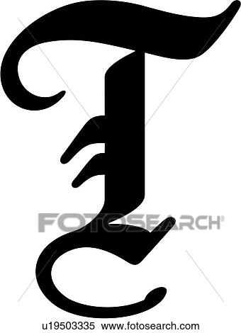 Clipart Of Alphabet Old English Capital Letter Lettered T