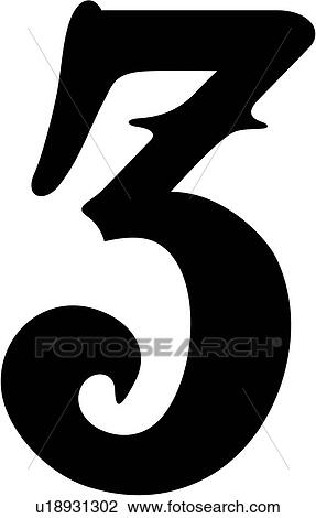 3 olde victorian number numeral numeric victorian clipart