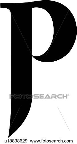 Clip Art of , alphabet, capital, letter, lettered, p, swash, uppercase ...