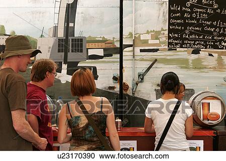 Stock Image - Bar at Bristol Docks. Fotosearch