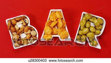 Bar Snacks on Red - Non Exclusive View Large Photo Image Stock Image - Bar Snacks on Red - Non Exclusive. Fotosearch