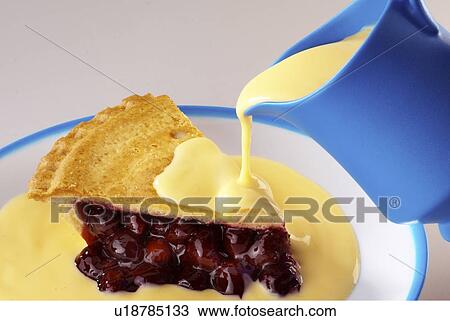 Stock Image - Cherry Pie And Custard - Non Exclusive. Fotosearch