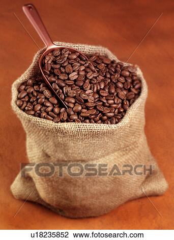 Stock Image - Coffee Beans in Bag - Non Exclusive. Fotosearch