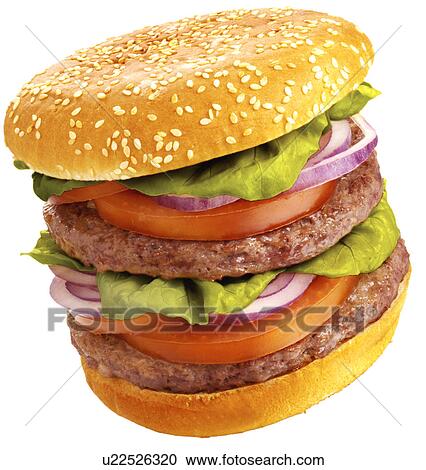 Double Hamburger on White - Non Exclusive View Large Photo Image Stock Image - Double Hamburger on White - Non Exclusive. Fotosearch
