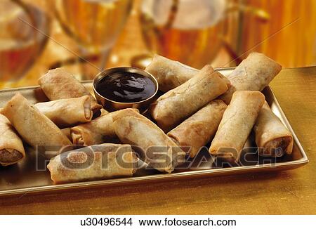 Picture - duck spring rolls. Fotosearch