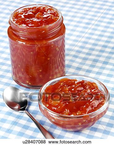 Stock Photo - Eangy Tomato Relish Without Label - Non Exclusive. Fotosearch