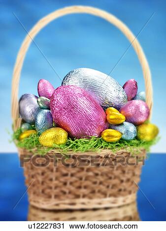 Stock Image - Easter Egg Basket - Non Exclusive. Fotosearch