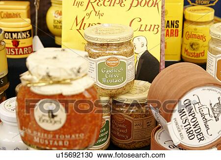 Stock Image - English Mustard Market Stall. Fotosearch