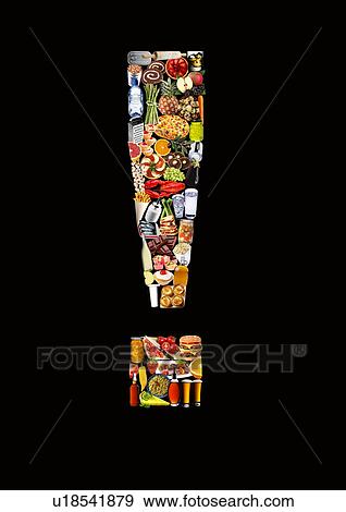 Stock Photo - Foodfont Exclamation Mark on Black - Non Exclusive. Fotosearch
