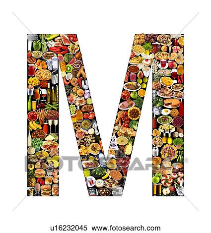 Foodfont Letter m on Black And White - Non Exclusive View Large Photo Image Stock Photography - Foodfont Letter m on Black And White - Non Exclusive. Fotosearch