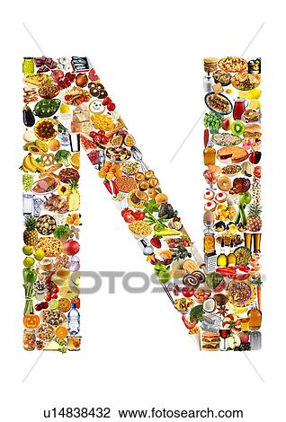Stock Image - Foodfont Letter n on White - Non Exclusive. Fotosearch