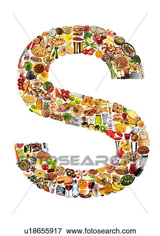 Stock Photo - Foodfont Letter s on White - Non Exclusive. Fotosearch
