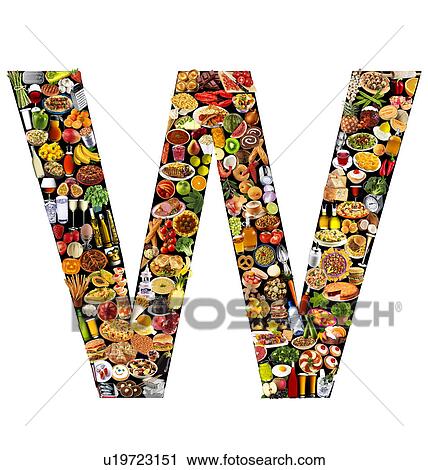 Foodfont Letter w on Black And White - Non Exclusive View Large Photo Image Stock Image - Foodfont Letter w on Black And White - Non Exclusive. Fotosearch