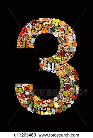 Stock Image - Foodfont Number on Black - Non Exclusive. Fotosearch