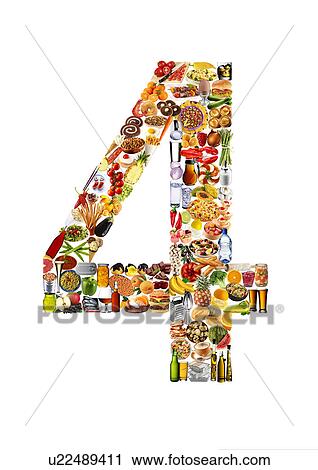 Stock Image - Foodfont Number on White - Non Exclusive. Fotosearch