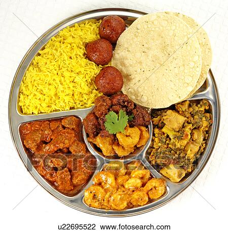 Stock Image - Indian Thali Overhead - Non Exclusive. Fotosearch