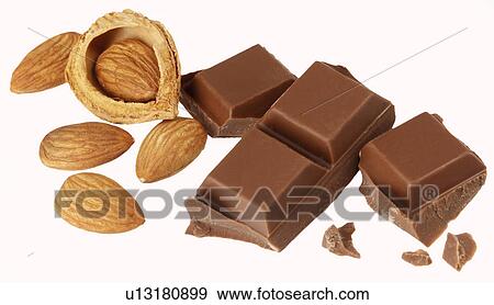 Milk Chocolate with Almonds - Non Exclusive View Large Photo Image Stock Photo - Milk Chocolate with Almonds - Non Exclusive. Fotosearch