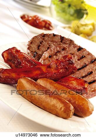 Mixed bbq meats View Large Photo Image Stock Photograph - Mixed bbq meats. Fotosearch