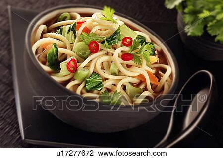 Stock Image - Noodles on black. Fotosearch