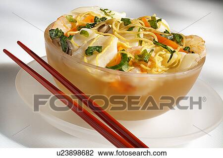 Stock Image - Oriental chicken noodles. Fotosearch
