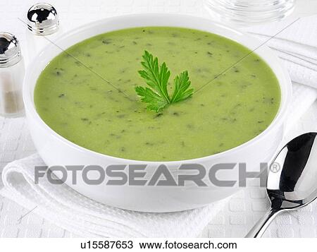 Stock Image - Pea And Mint Soup - Non Exclusive. Fotosearch