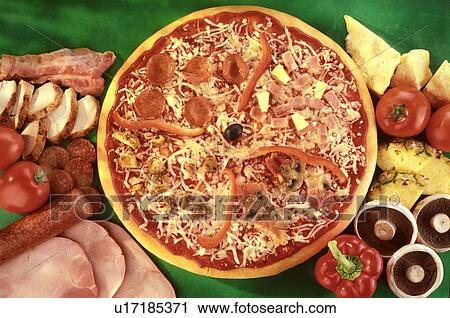 Stock Image - Pizza and Ingredients. Fotosearch
