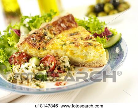 Quiche And Salad - Non Exclusive View Large Photo Image Stock Photograph - Quiche And Salad - Non Exclusive. Fotosearch