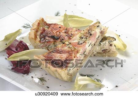Stock Photo - Salmon quiche. Fotosearch