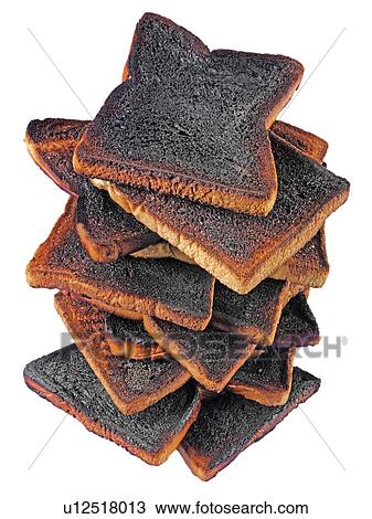 Stock Image - Stack of Burnt Toast Cut Out - Non Exclusive. Fotosearch