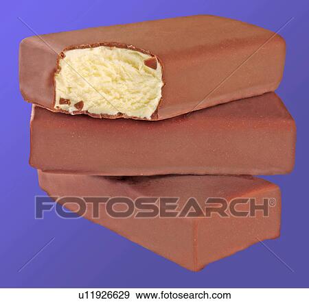 Stock Photo - Stack Of Chocolate Coated Ice Cream Bars. Fotosearch
