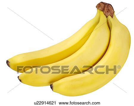 Stock Image - Three Bananas on White - Non Exclusive. Fotosearch