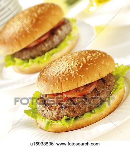 Stock Photograph - Two Hamburgers. Fotosearch