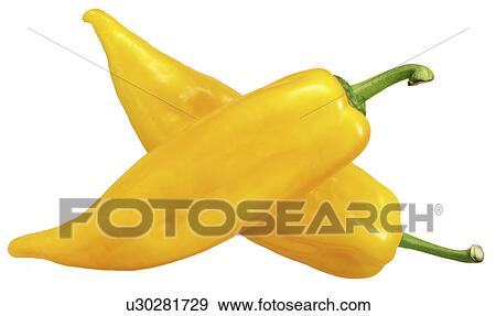 Stock Photo - Two Yellow Peppers on White - Non Exclusive. Fotosearch