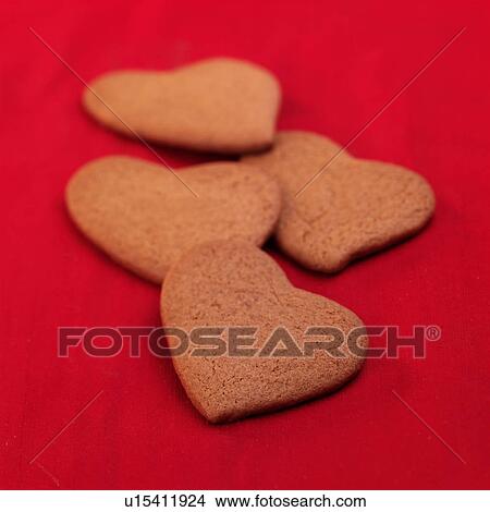Picture - Valentines ginger heart biscuits. Fotosearch