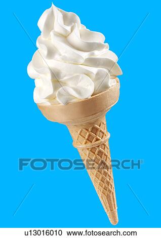 Vanilla Ice Cream Cone on Blue - Non Exclusive View Large Photo Image Stock Image - Vanilla Ice Cream Cone on Blue - Non Exclusive. Fotosearch