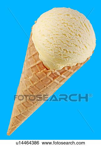 Vanilla Ice Cream Cone on Blue - Non Exclusive View Large Photo Image Stock Photograph - Vanilla Ice Cream Cone on Blue - Non Exclusive. Fotosearch