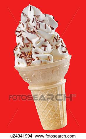 Vanilla Ice Cream Cone With Chocolate Sprinkles - Non Exclusive View Large Photo Image Picture - Vanilla Ice Cream Cone With Chocolate Sprinkles - Non Exclusive. Fotosearch