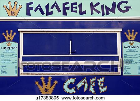 Authentic Middle Eastern food van serving Falafel, View Large Photo Image Stock Photography - Authentic Middle Eastern food van serving Falafel, . Fotosearch