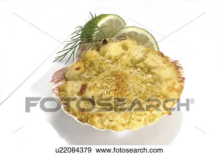 Stock Photo - baked oyster, breadcrumbs. Fotosearch
