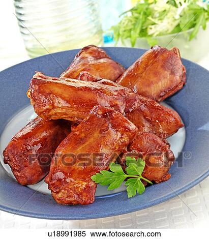 Stock Photography - BBQ Chicken Ribs - Non Exclusive. Fotosearch