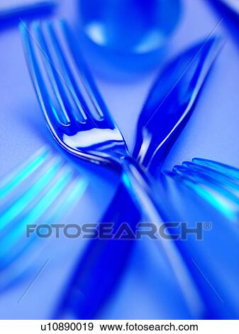 Blue Plastic Cutlery - Non Exclusive View Large Photo Image Stock Photo - Blue Plastic Cutlery - Non Exclusive. Fotosearch