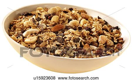 Bowl of Muesli on White - Non Exclusive View Large Photo Image Stock Photo - Bowl of Muesli on White - Non Exclusive. Fotosearch