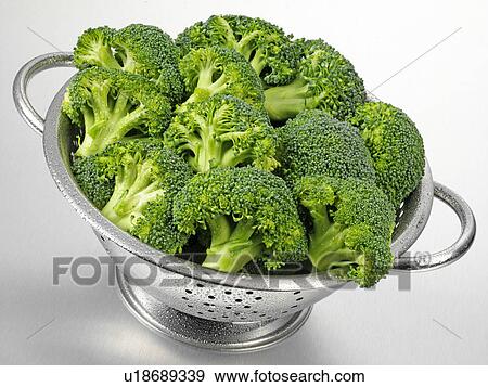 Stock Photo - Broccoli Florets In Colander. Fotosearch