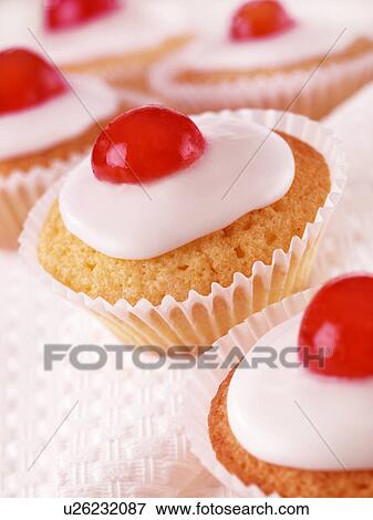 Stock Photo - Cherry Cupcakes - Non Exclusive. Fotosearch