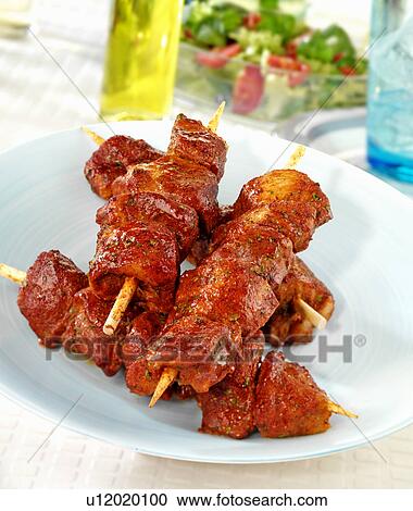 Stock Image - Chicken Tikka Kebabs - Non Exclusive. Fotosearch