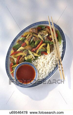 Stock Photo - Chinese stir fry with rice. Fotosearch