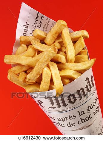 Chips / Fries In French Newspaper - Non Exclusive View Large Photo Image Stock Image - Chips / Fries In French Newspaper - Non Exclusive. Fotosearch