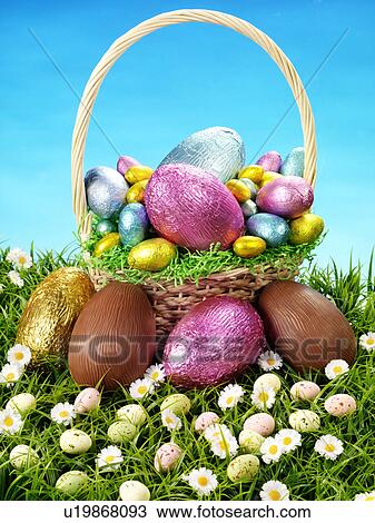 Chocolate Eggs in Basket - Non Exclusive View Large Photo Image Stock Image - Chocolate Eggs in Basket - Non Exclusive. Fotosearch