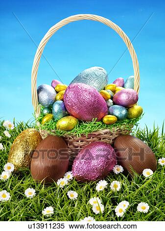 Chocolate Eggs in Basket - Non Exclusive View Large Photo Image Stock Photography - Chocolate Eggs in Basket - Non Exclusive. Fotosearch
