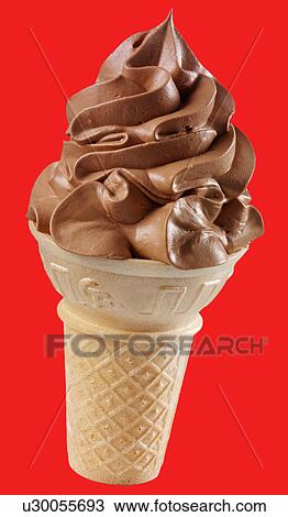 Chocolate Ice Cream Cone on Red - Non Exclusive View Large Photo Image Stock Image - Chocolate Ice Cream Cone on Red - Non Exclusive. Fotosearch